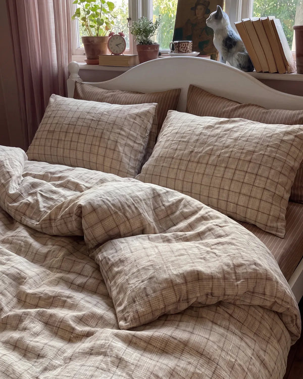 rustic windowpane oatmeal duvet cover set bedroom lifestyle