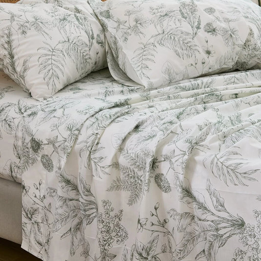 sage sketch botanical pillowcases cottagecore bedroom decor