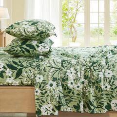sage green floral sheet set 100% cotton