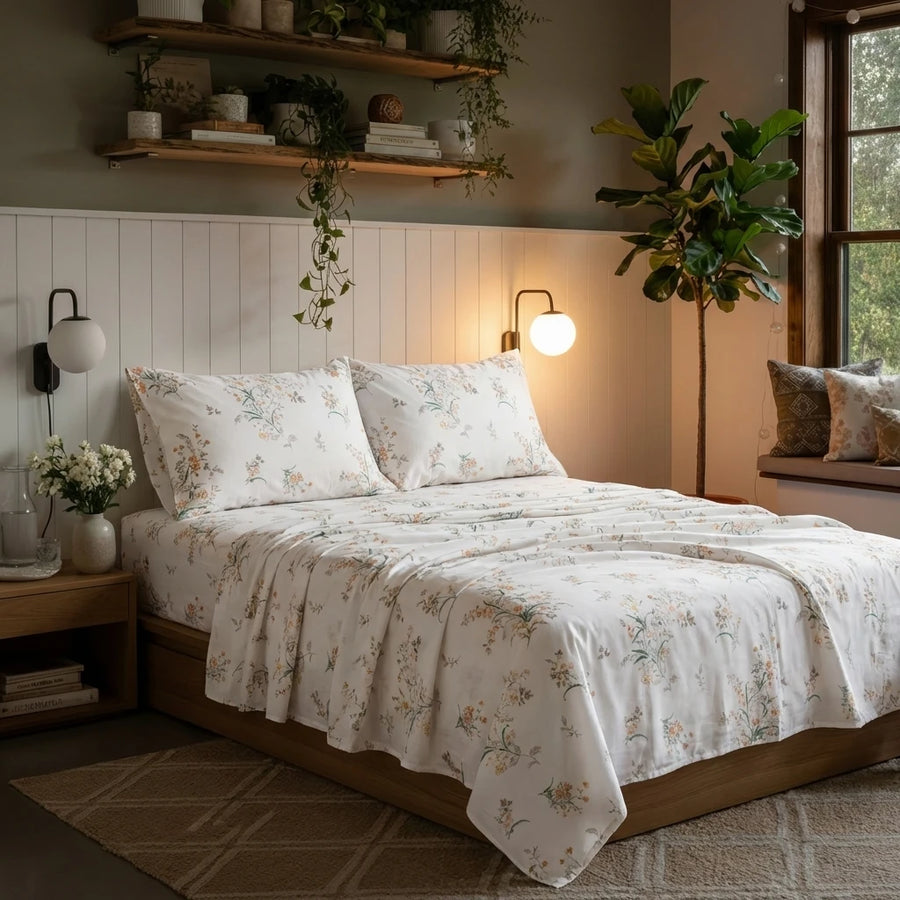 sanctuary meadow bloom sheet set meadow cream bedding main