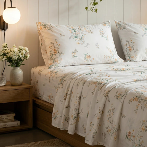 sanctuary meadow bloom sheet set muted floral bedding