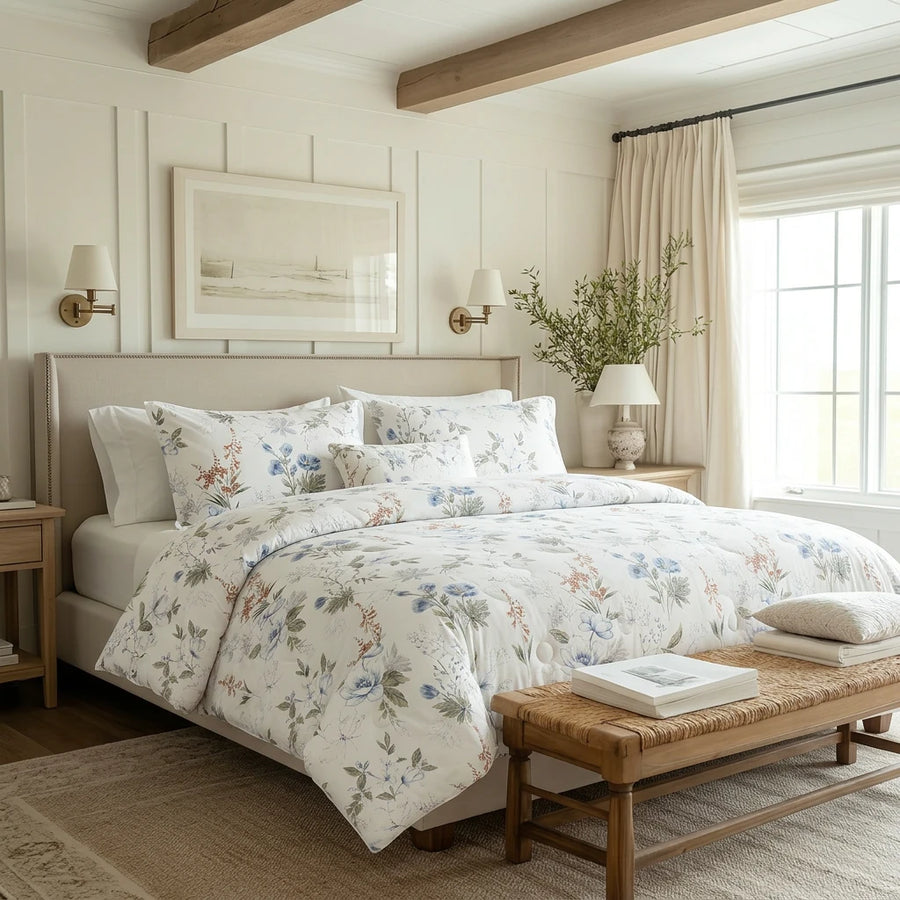 serene garden bloom comforter set blue floral bedding main