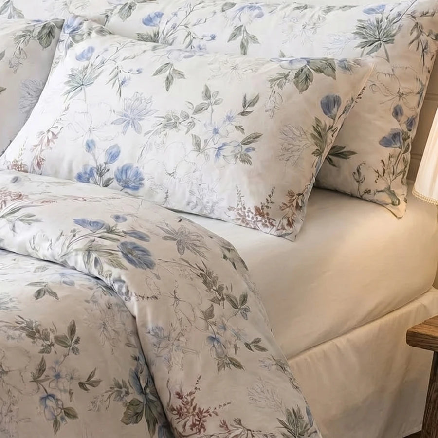 serene garden bloom floral bedding set side view layering