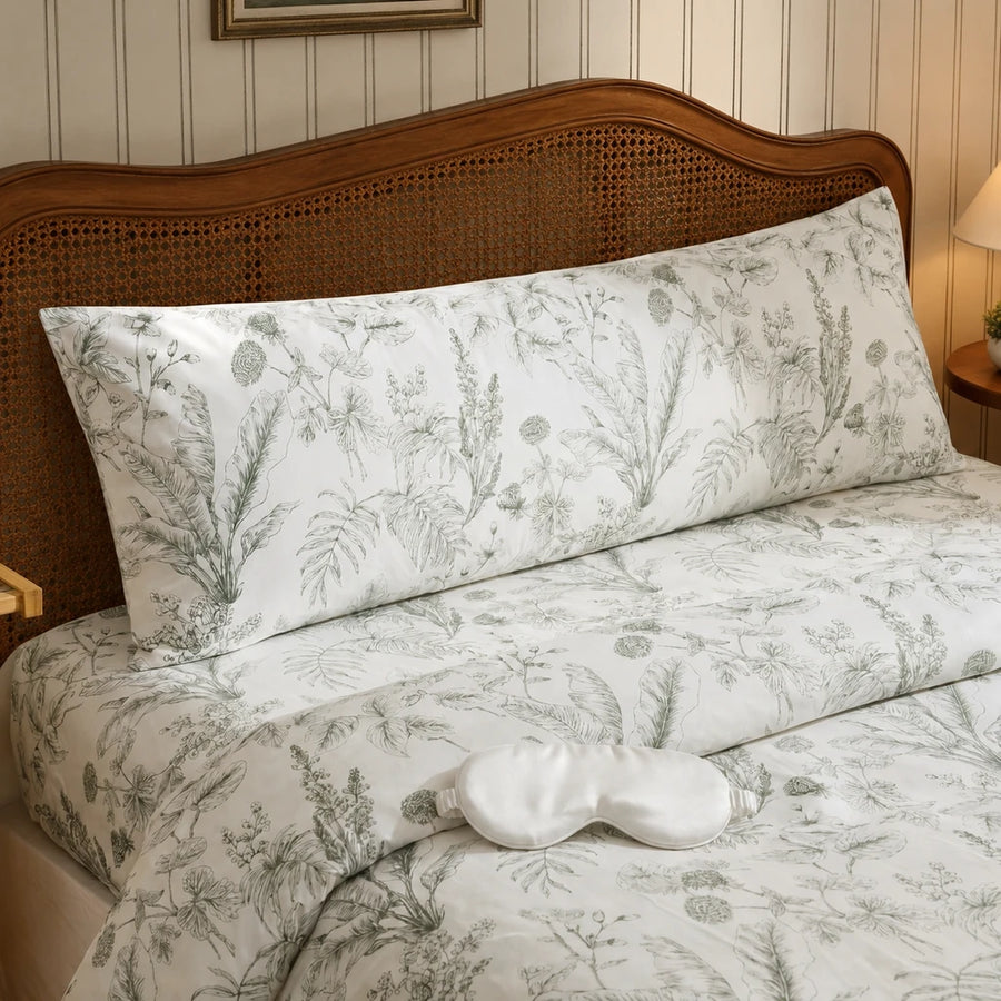 serene sage botanical body pillowcase with silk eye mask