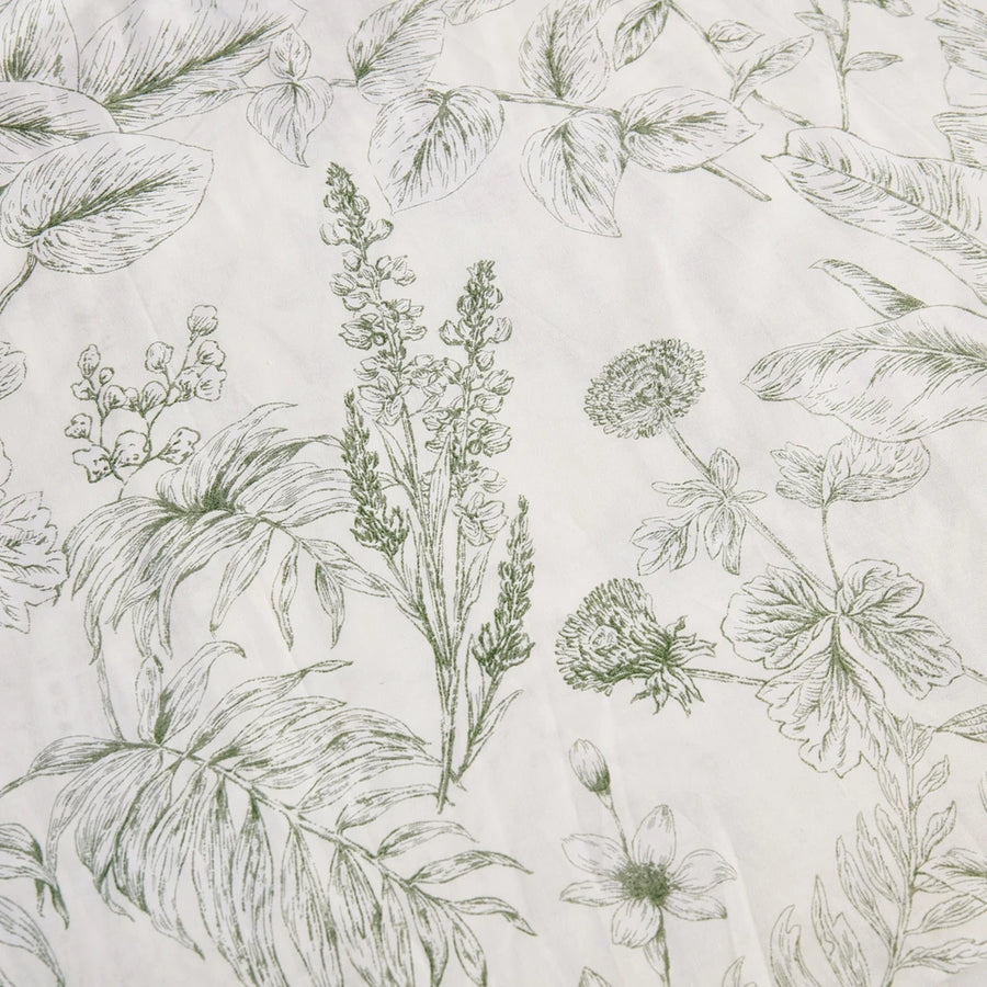 serene sage botanical fabric flat lay print