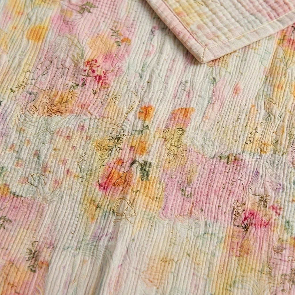 shabby chic floral cotton blanket lace edge detail