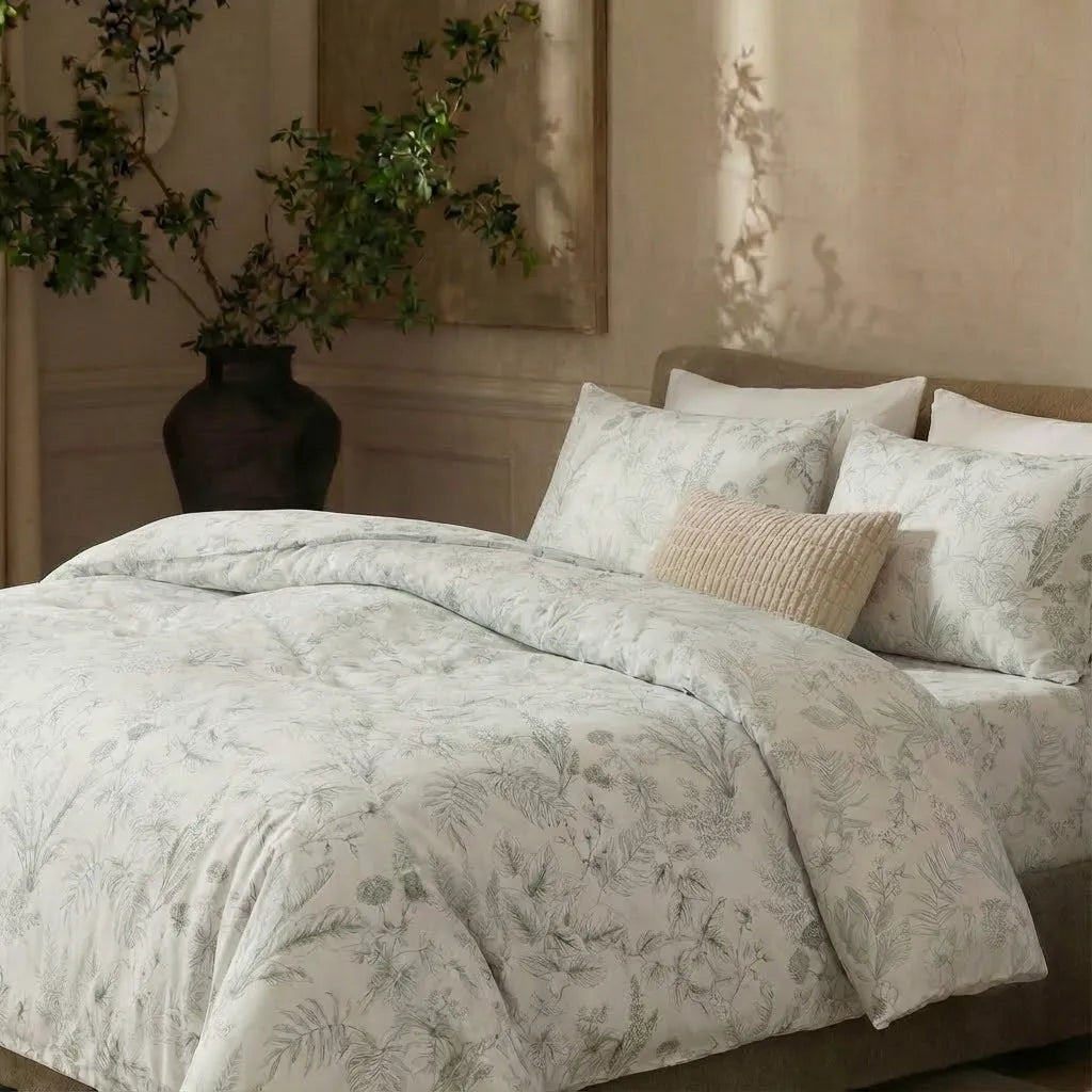 Shabby chic floral bedding angled view
