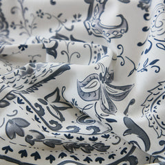 detailed silver paisley print material