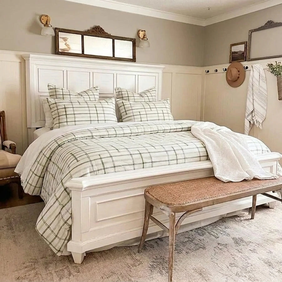 slate horizon linear duvet cover set cream windowpane main