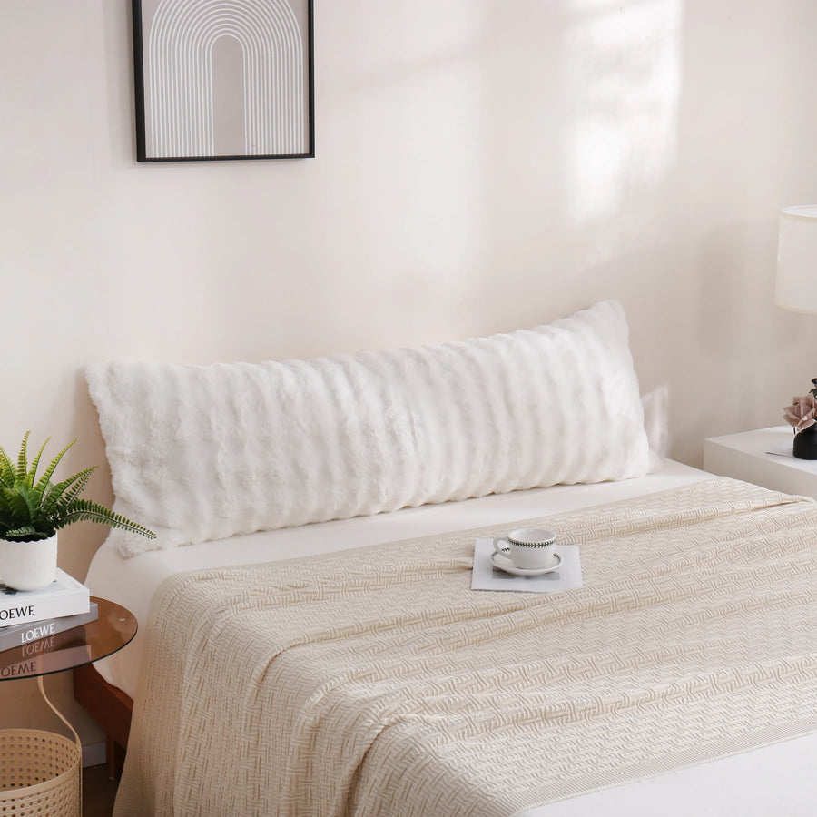 soft white faux fur body pillowcase aesthetic bedroom decor