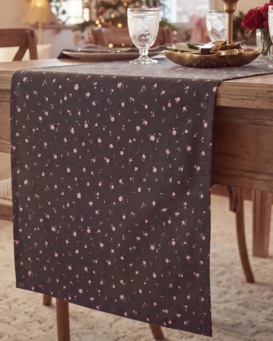 starlit bloom table runner pink floral print