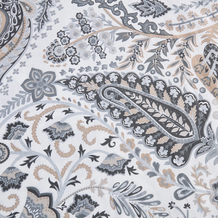 sterling heritage grey paisley fabric ornamental flat lay