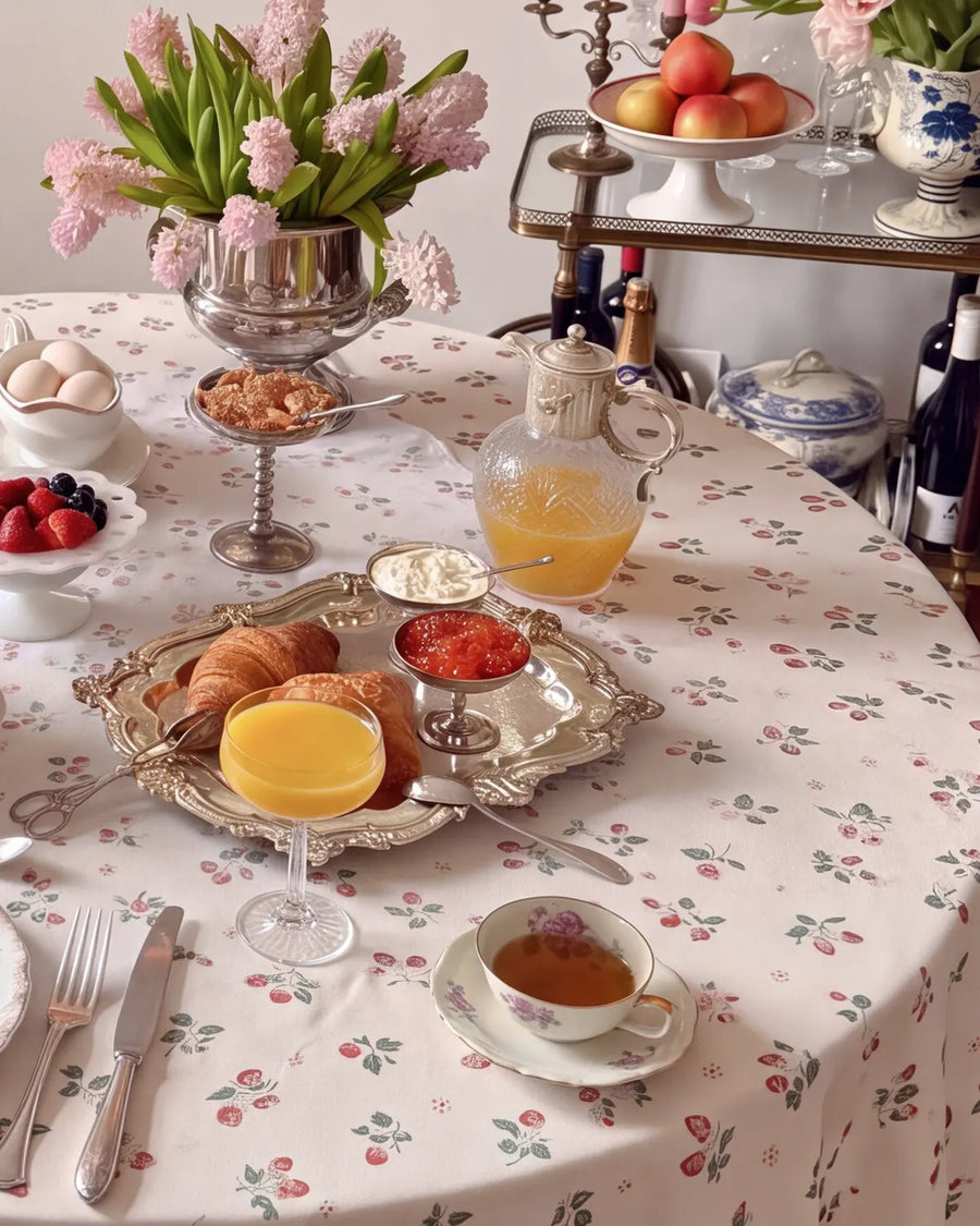 strawberry bramble tablecloth strawberry floral print