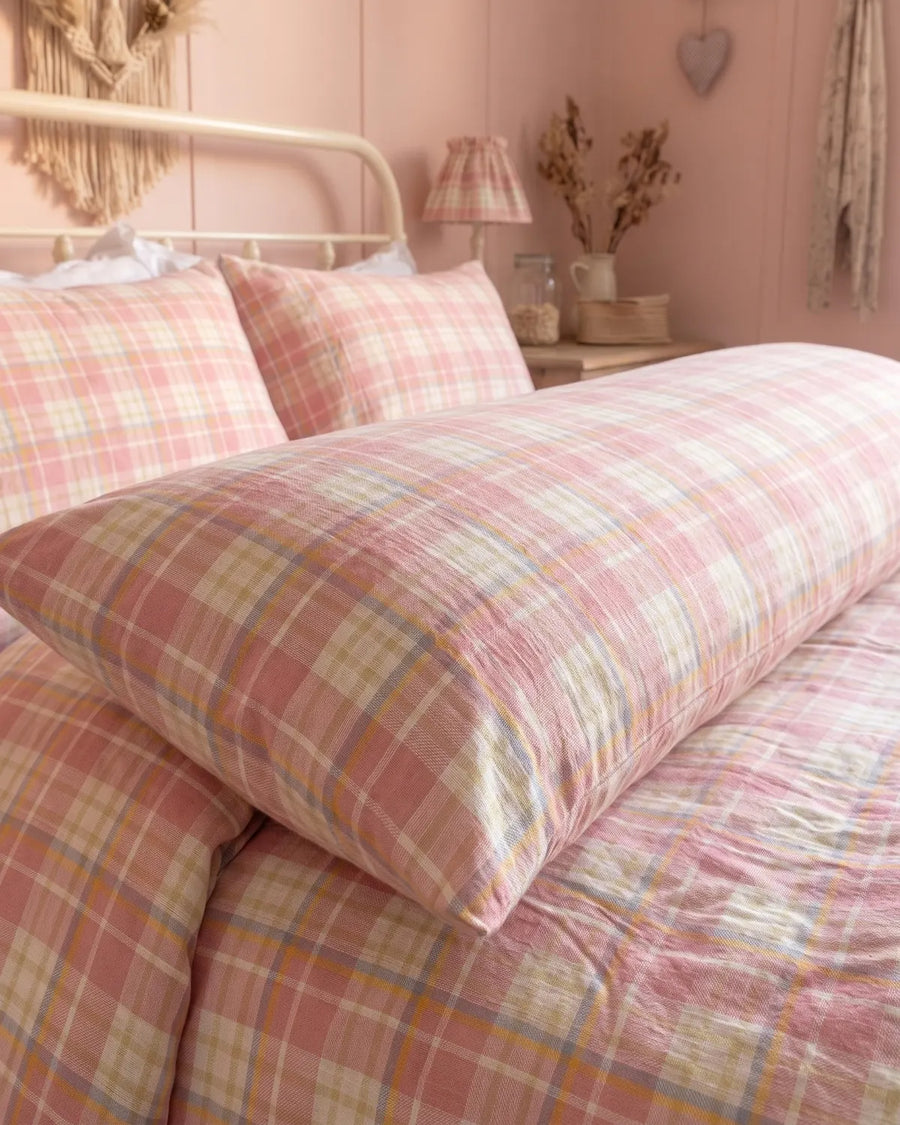 strawberry sundae nostalgic plaid pillowcases pink plaid texture