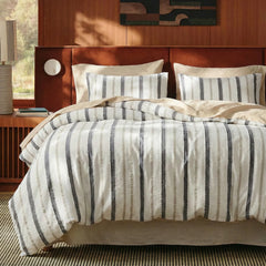 striped tufted duvet cover front view
