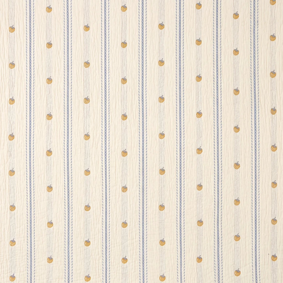 sunday patchwork muslin blanket strawberry yellow cream blue stripe swatch