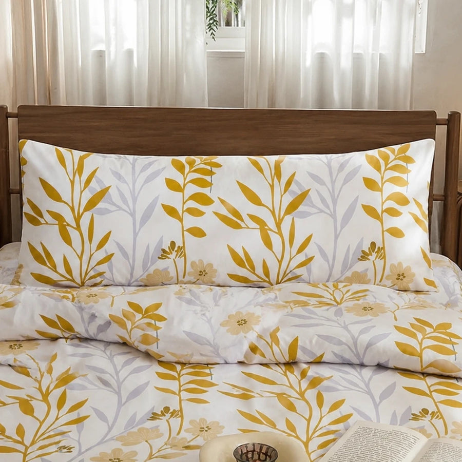sunlit grey yellow botanical body pillowcase lifestyle