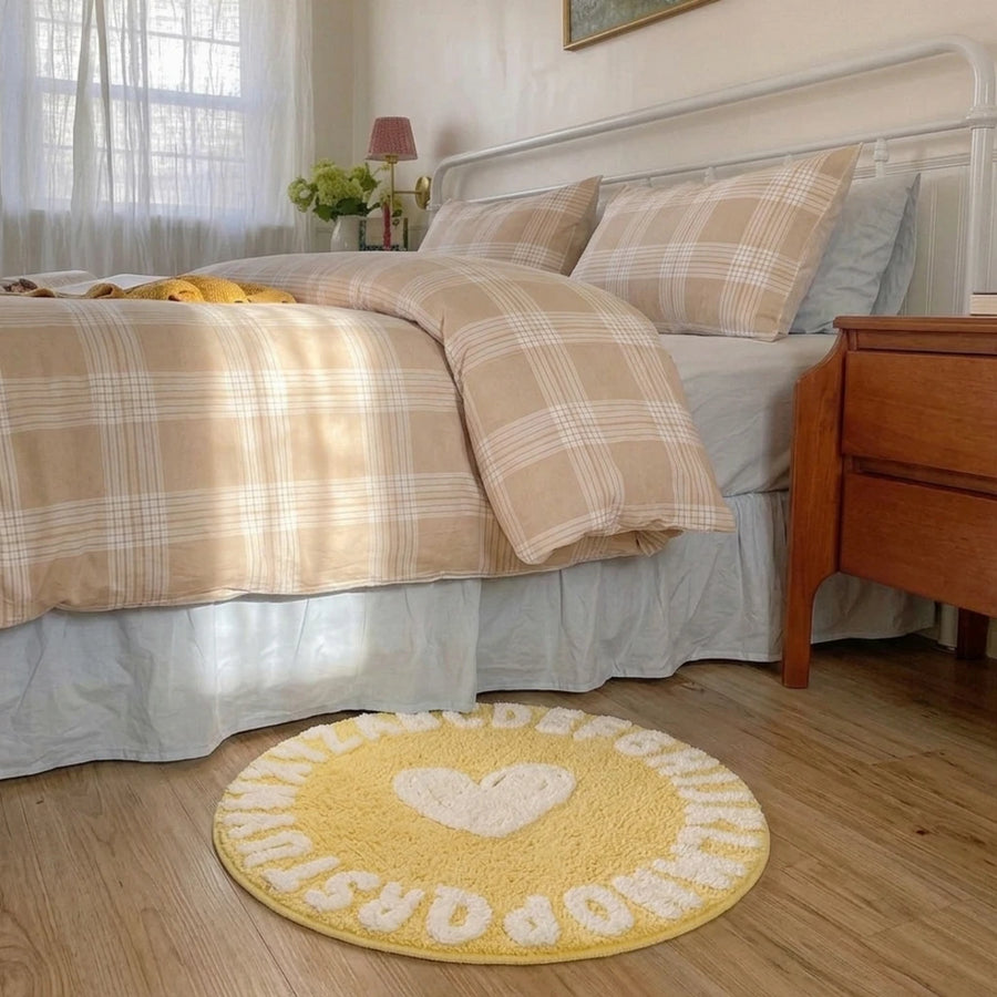 sweetheart rug buttercup yellow abc heart bedroom scene