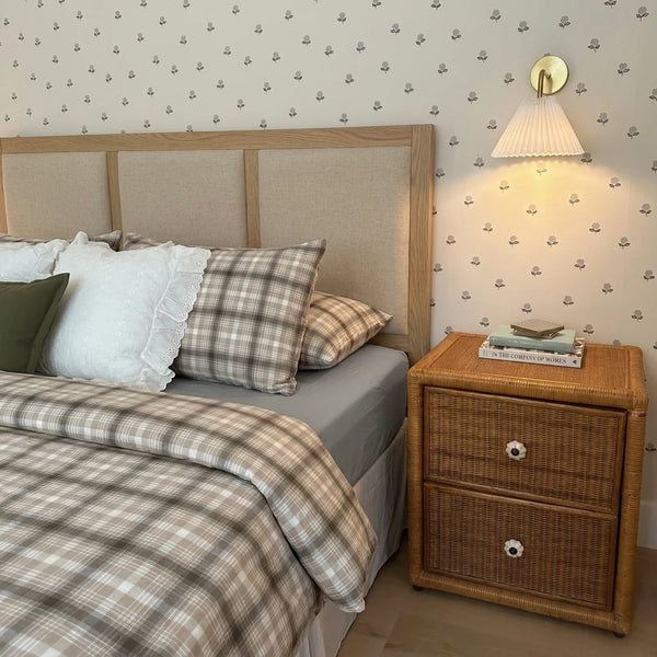 taupe and cream country plaid duvet cover set bedding main
