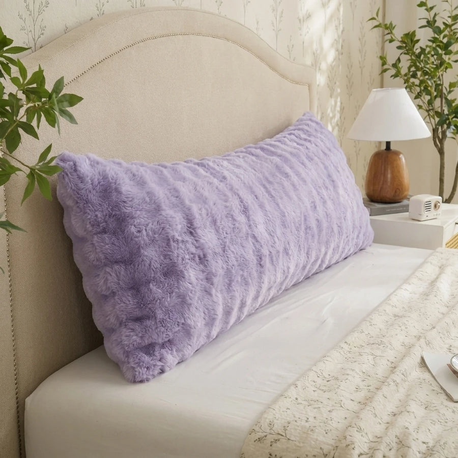textured faux rabbit fur body pillow case winter essential