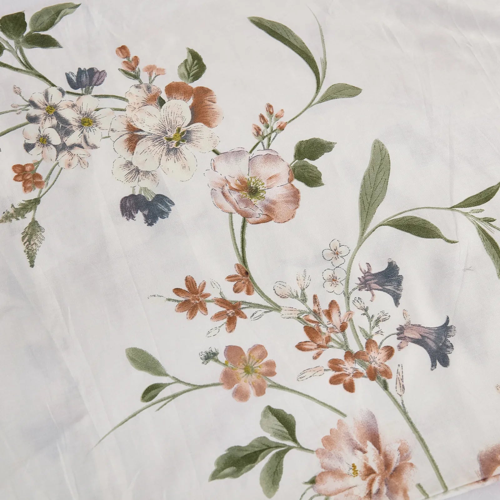Timeless Garden Cotton Pillowcase floral pattern close up with pink blossoms