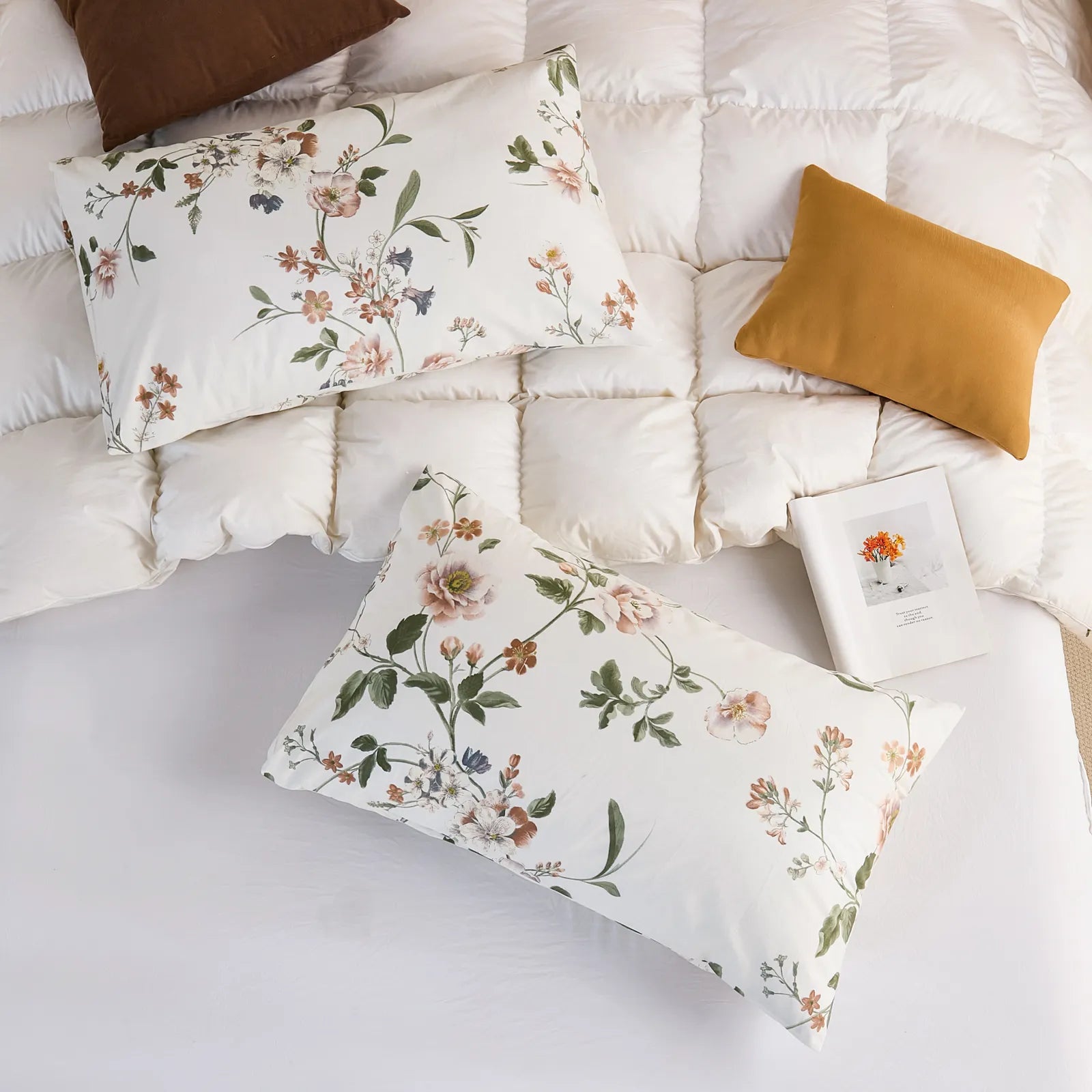 Timeless Garden Cotton Pillowcase top combination view matching pair