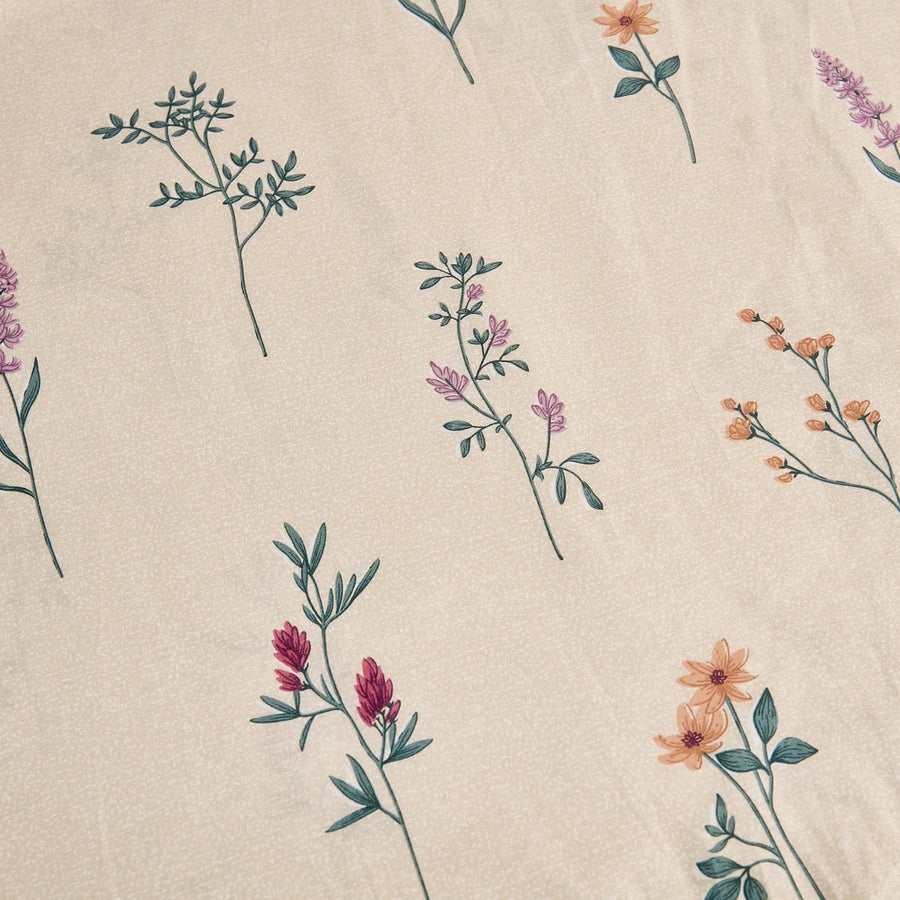 timeless wildflower botanical fabric flat lay oatmeal