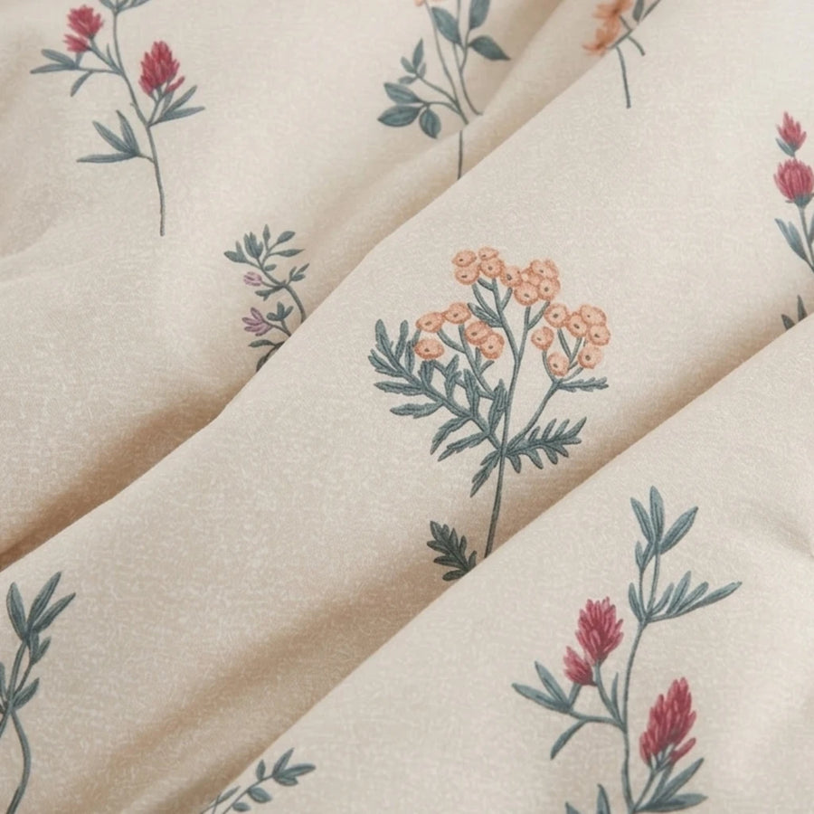 timeless wildflower meadow duvet cover set botanical fabric closeup