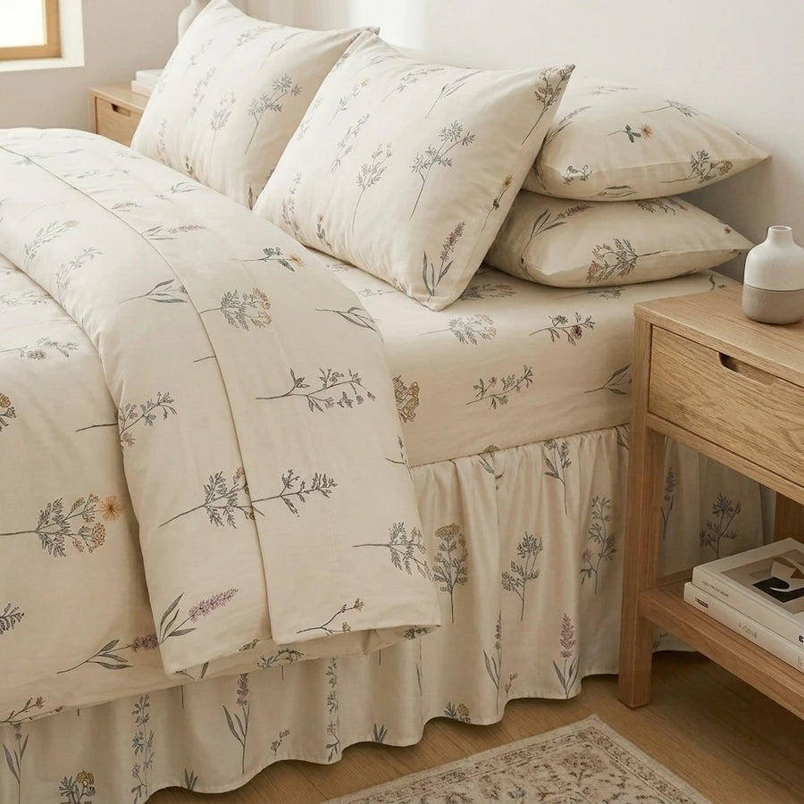 timeless wildflower meadow linen bed skirt cottagecore