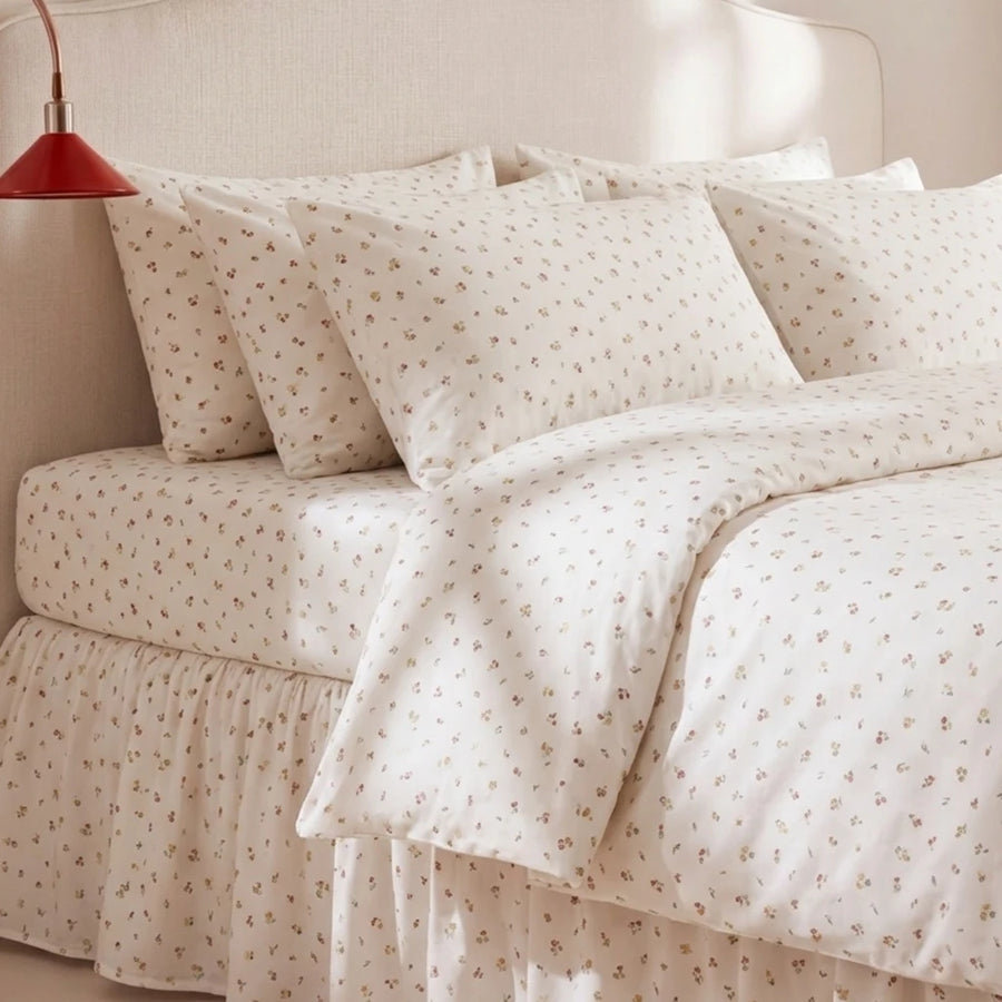tiny blossom bed skirt beige ditsy floral bedding set