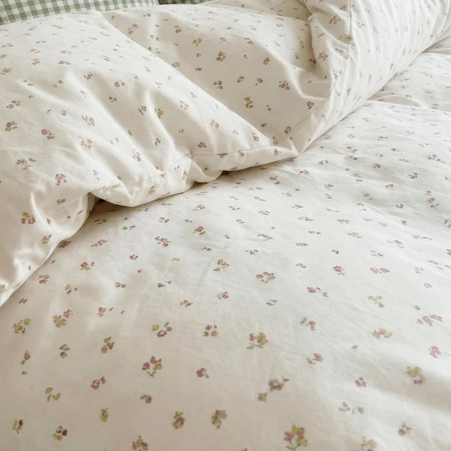 tiny blossom duvet cover set floral fabric texture closeup