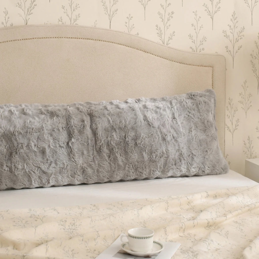 ultra soft wave textured faux fur pillow sham close up