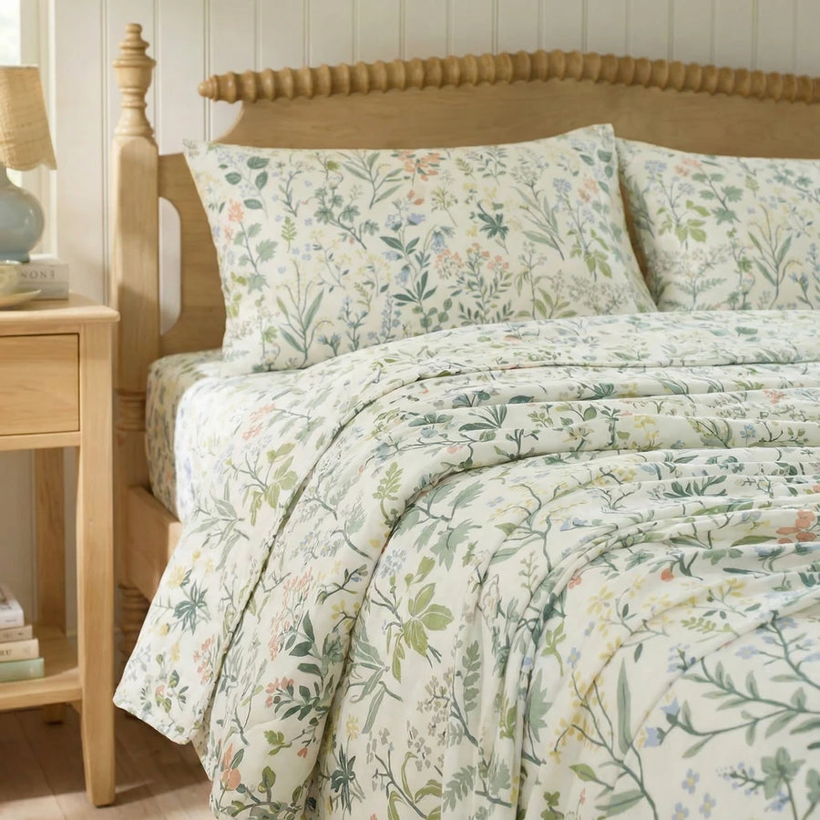 vintage botanical enchanted spring sheet set cottagecore bedroom decor