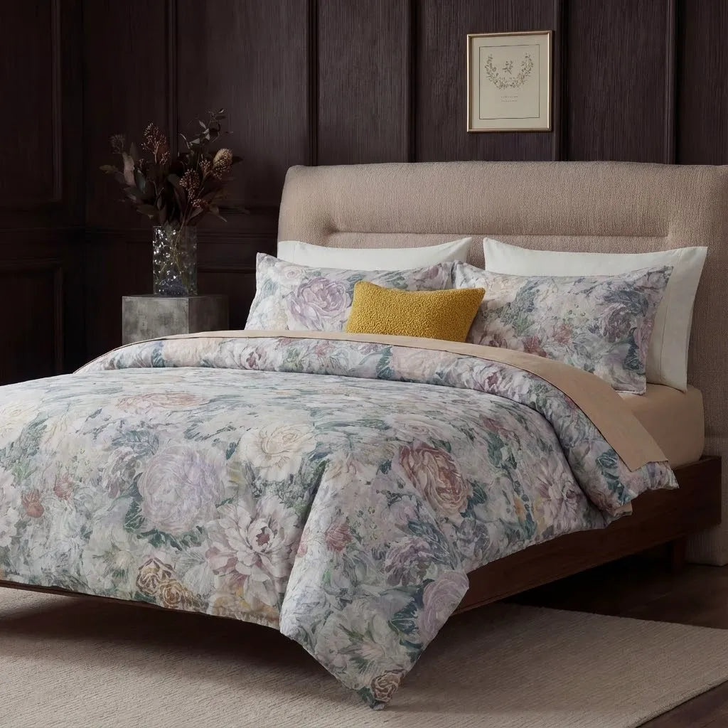 Vintage floral bedding set angled perspective