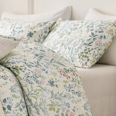 Detailed close-up of the vintage floral duvet cover set
