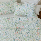 A close-up shot of the intricate vintage floral pattern and stitching