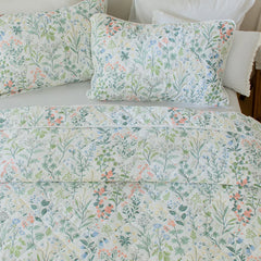 A close-up shot of the intricate vintage floral pattern and stitching