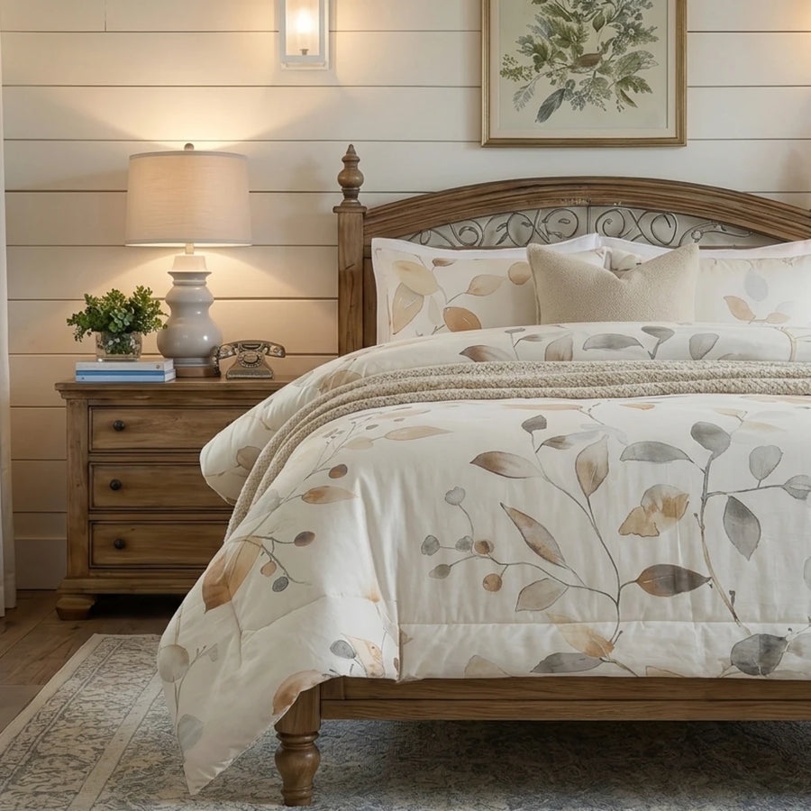 vintage leaf pattern botanical comforter set shabby chic bedding