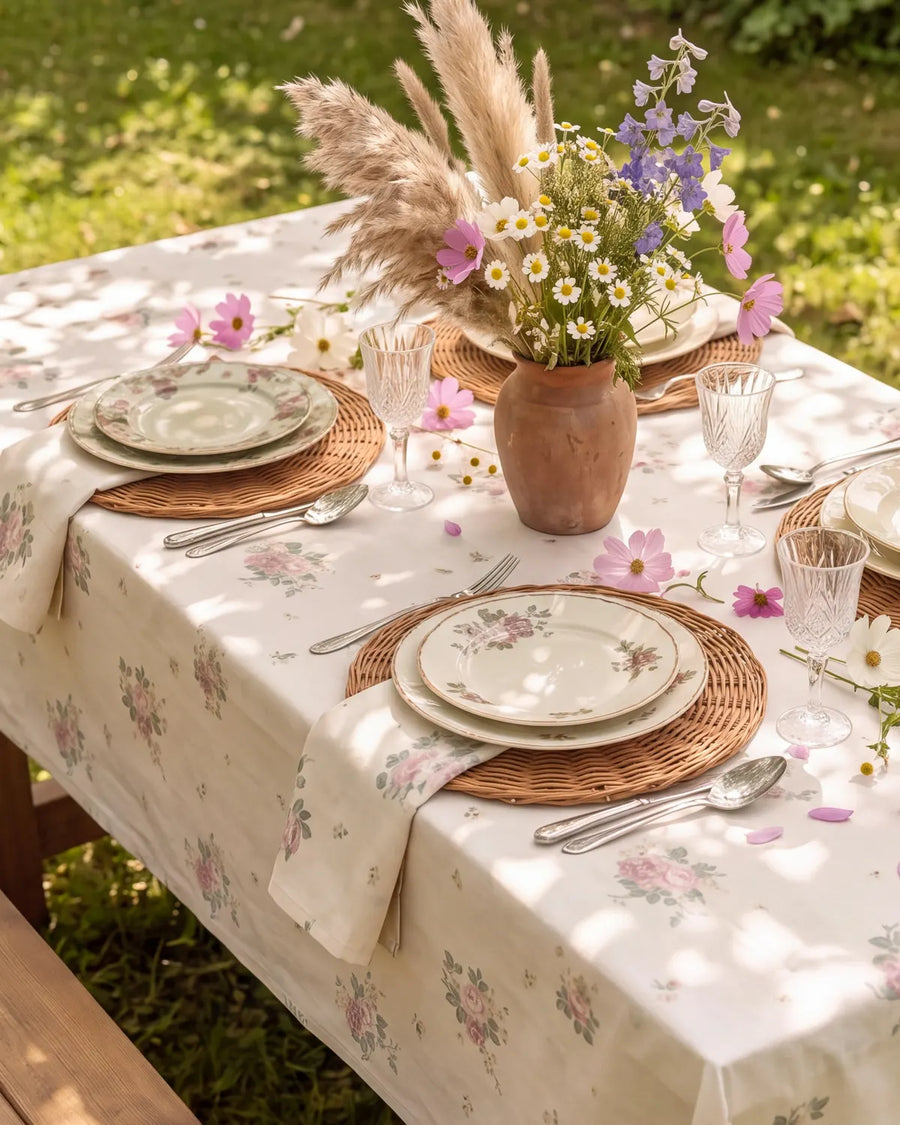 vintage rose cloth napkins french country table