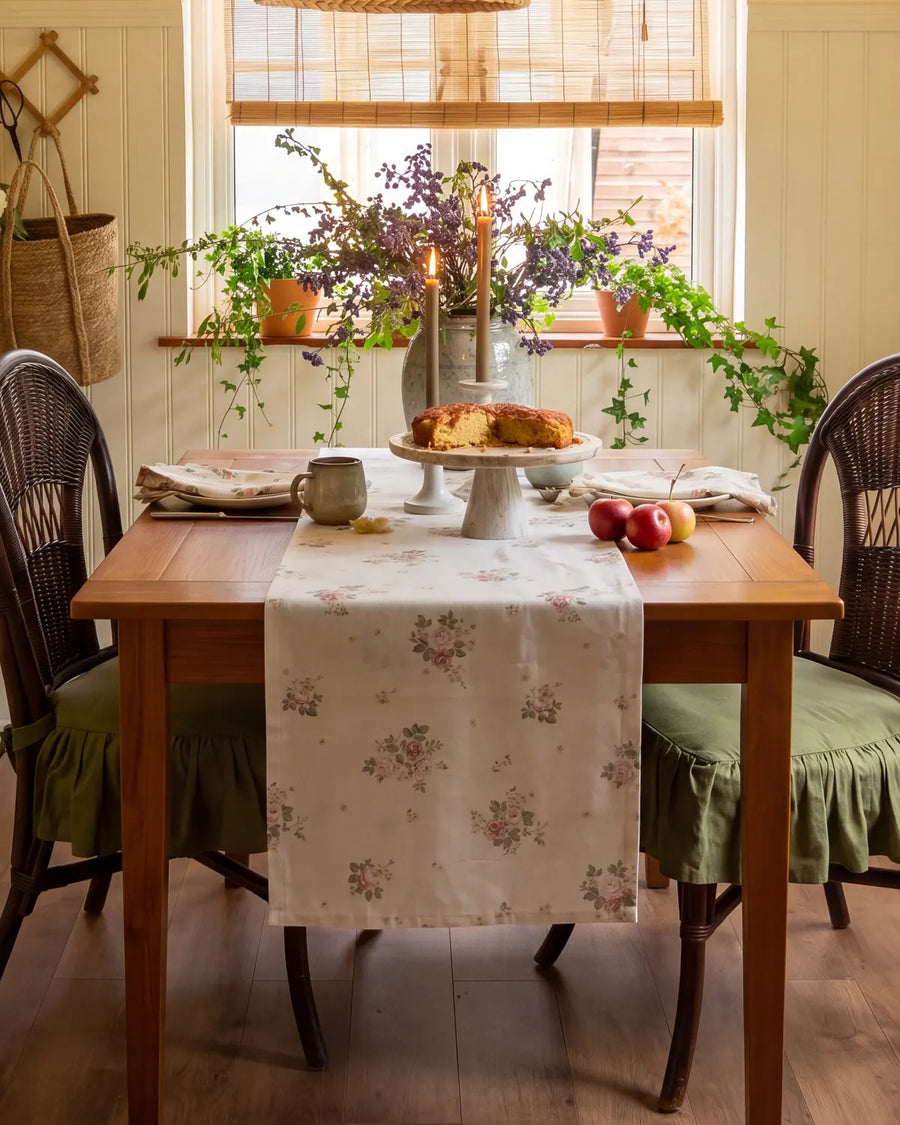 vintage rose table runner rustic dining table