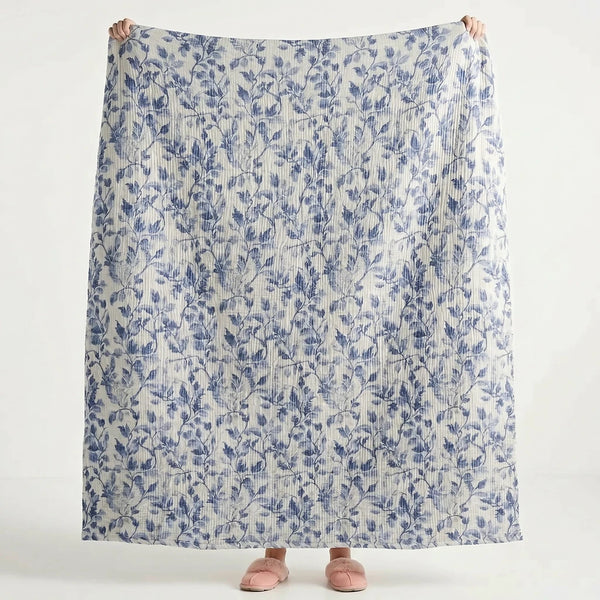 vintage storybook printed cotton blanket heritage indigo detail