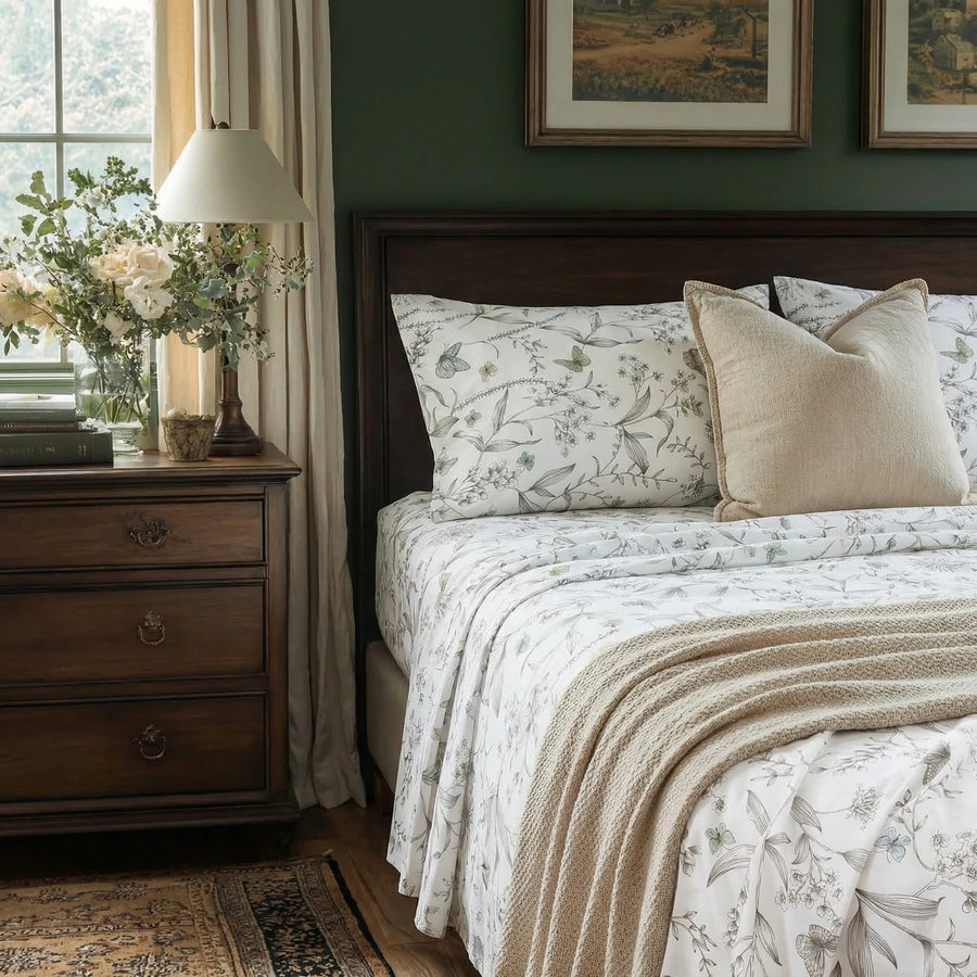 vintage wildflower meadow sheet set cottagecore bedroom decor