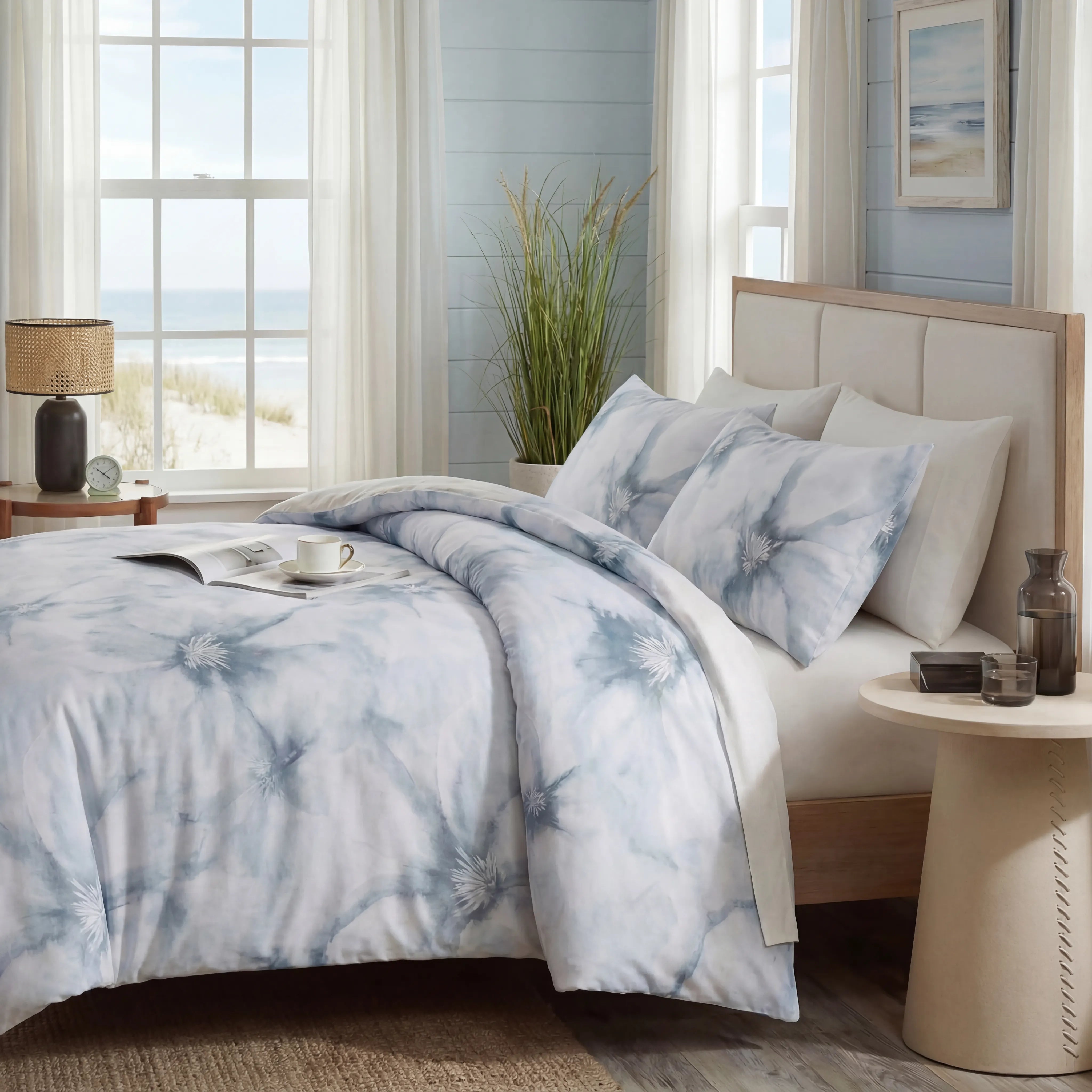 Watercolor flower bedding set side perspective
