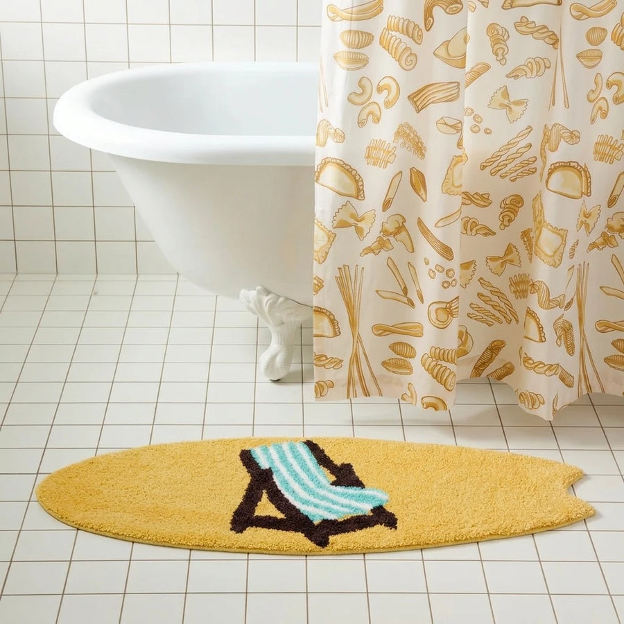 wave rider rug golden lounge bathroom tub decor scene