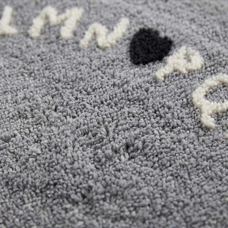 whimsy garden rug abc grey tufted texture closeup