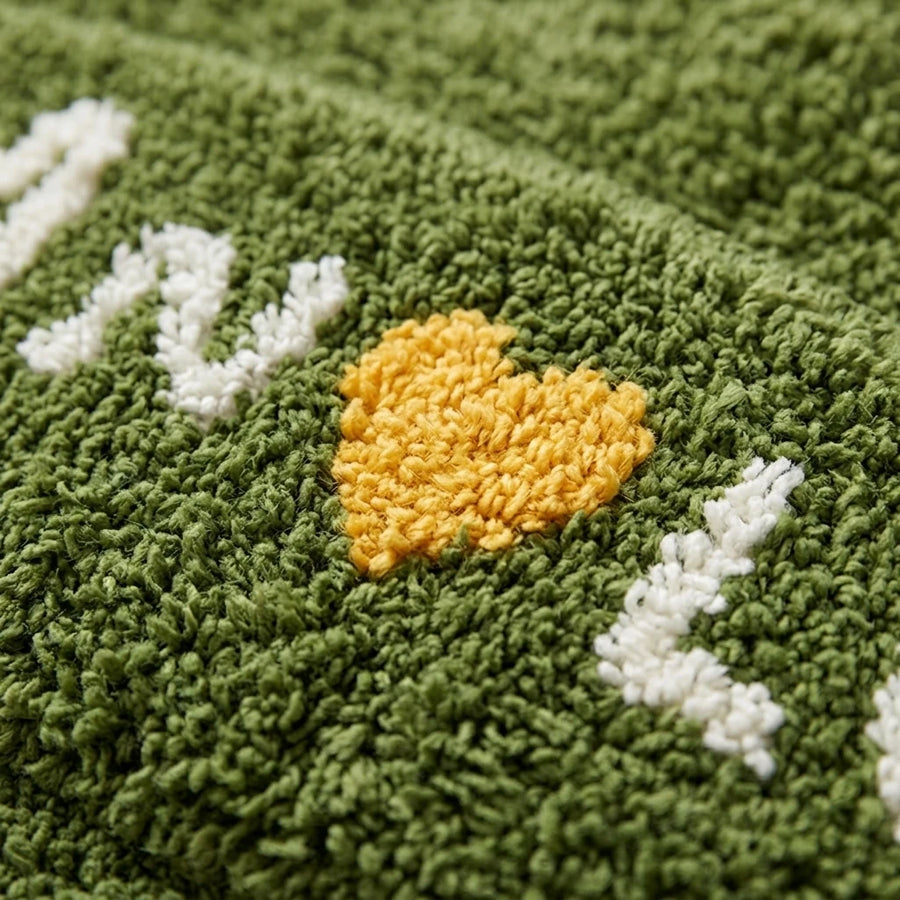 whimsy garden rug abc meadow tufted texture closeup