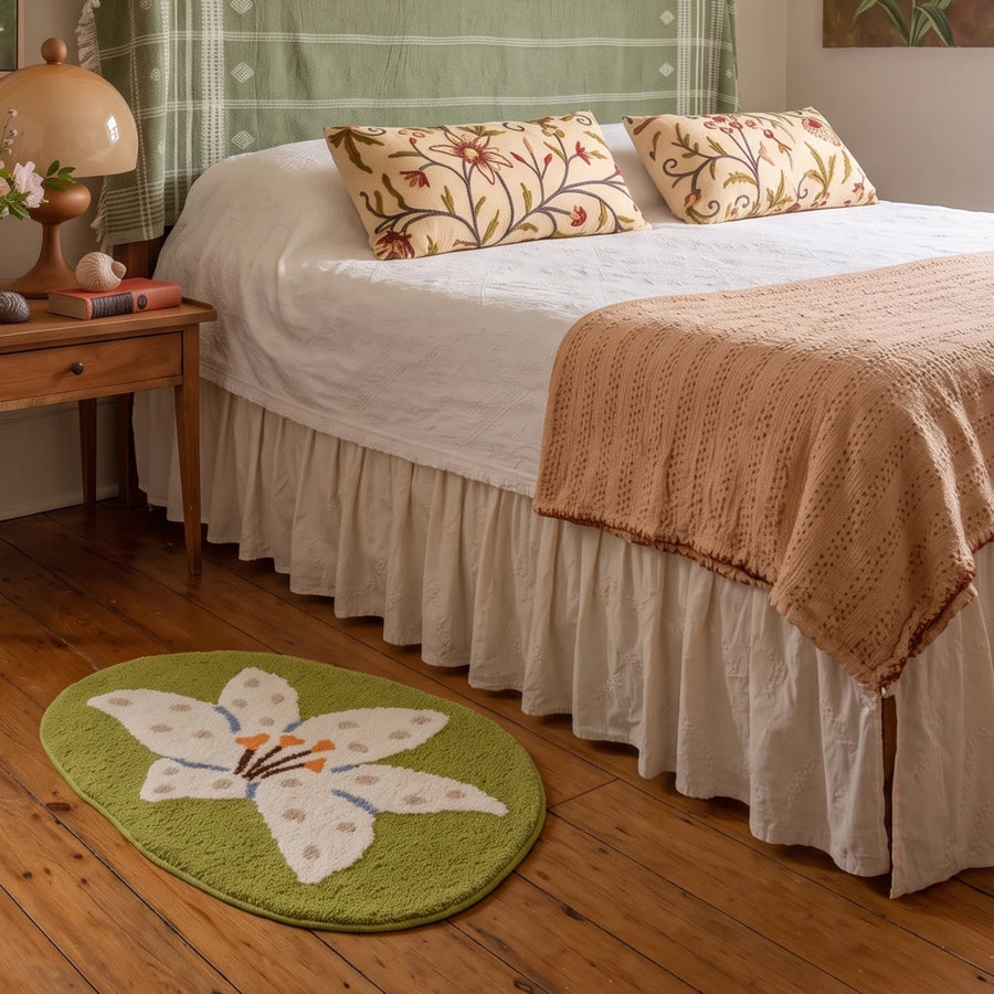 whimsy garden rug lily in bloom bedroom styling