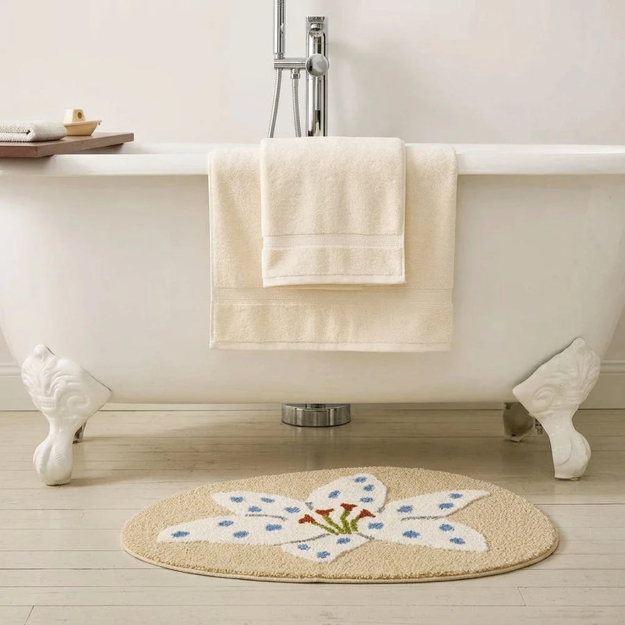 whimsy garden rug lily on sand bathroom mat styling