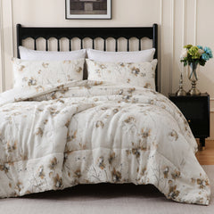 white linen floral comforter set queen