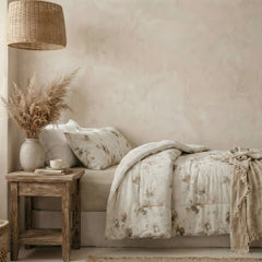 white linen floral comforter set